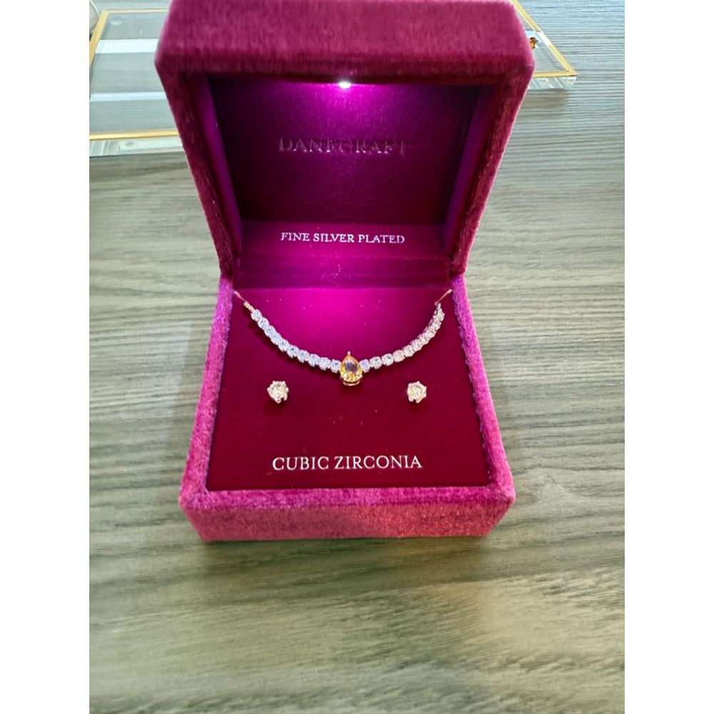Women's DANECRAFT Silver Plated Cubic Zirconia Necklace Set One Size